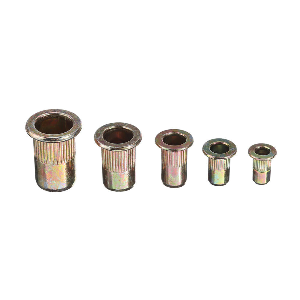 165Pcs M3/M4/M5/M6/M8/M10/12 Zinc Plated Rivet Nut Threaded Countersunk Head Insert Nut Tool Kits