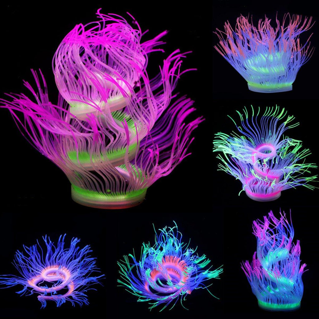 Aquarium Fish Tank Waterplant Decor Glowing Sea Anemone Coral Plant Ornament