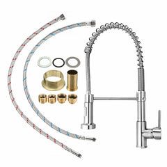 Pull Out Spring Spout Mixer Kitchen Faucet Single Lever Hot Cold Water Sink Tap Copper Alloy Crane