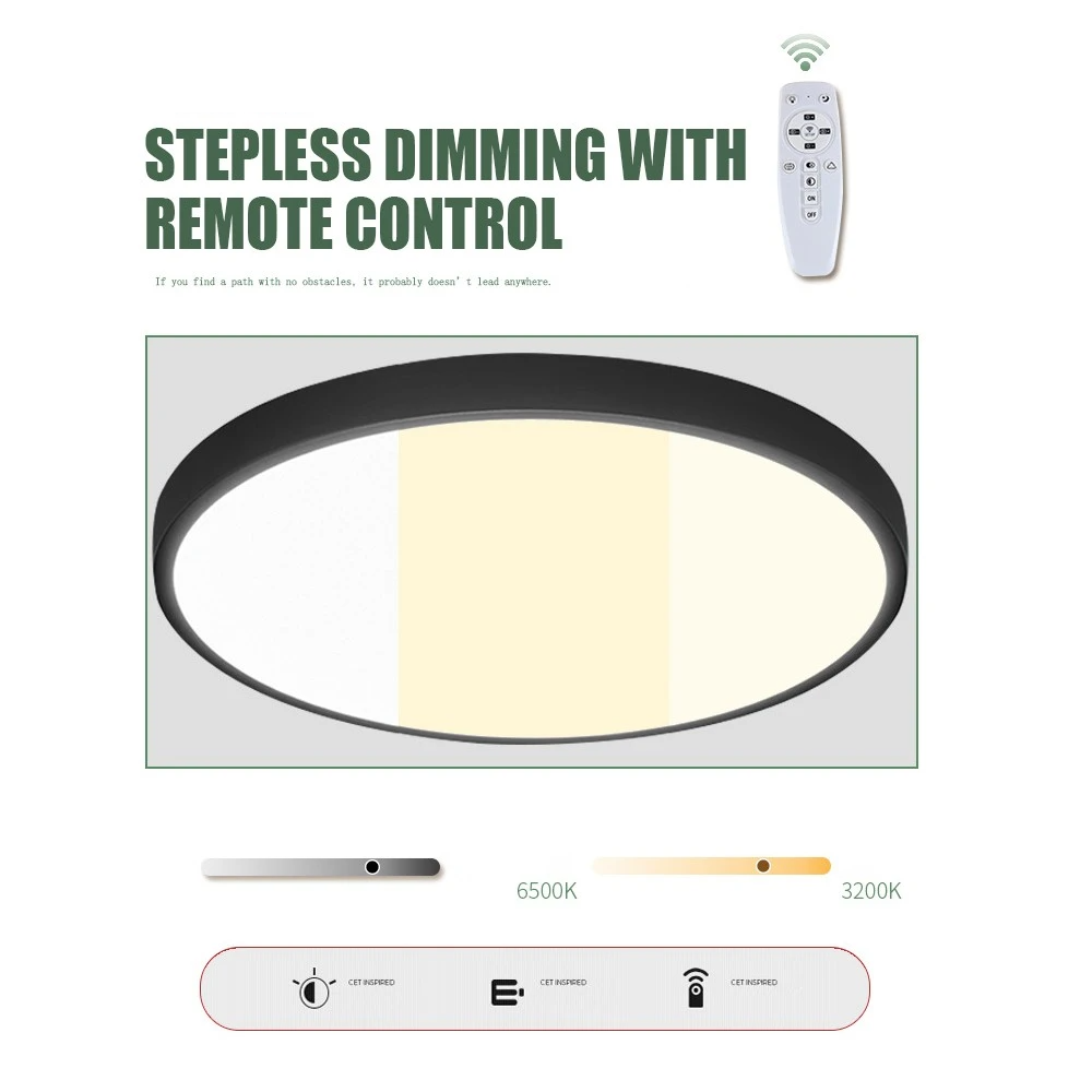 Ultra-thin Balcony Children's Room LED Ceiling Lamp with Remote Control 48W White