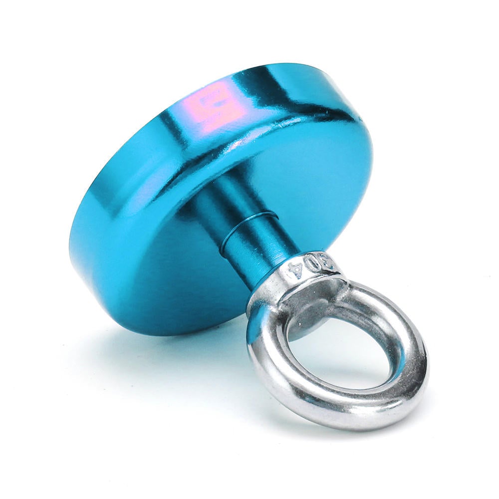 60mm 112kg Neodymium Recovery Magnet Metal Detector Circular Eyebolt Red/Yellow/Blue