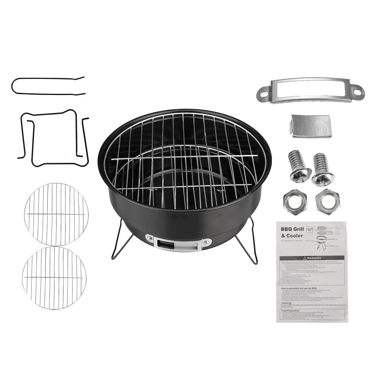 Round Barbecue Grill Foldable Stainless Steel Grill Portable Outdoor Camping Barbecue Grill