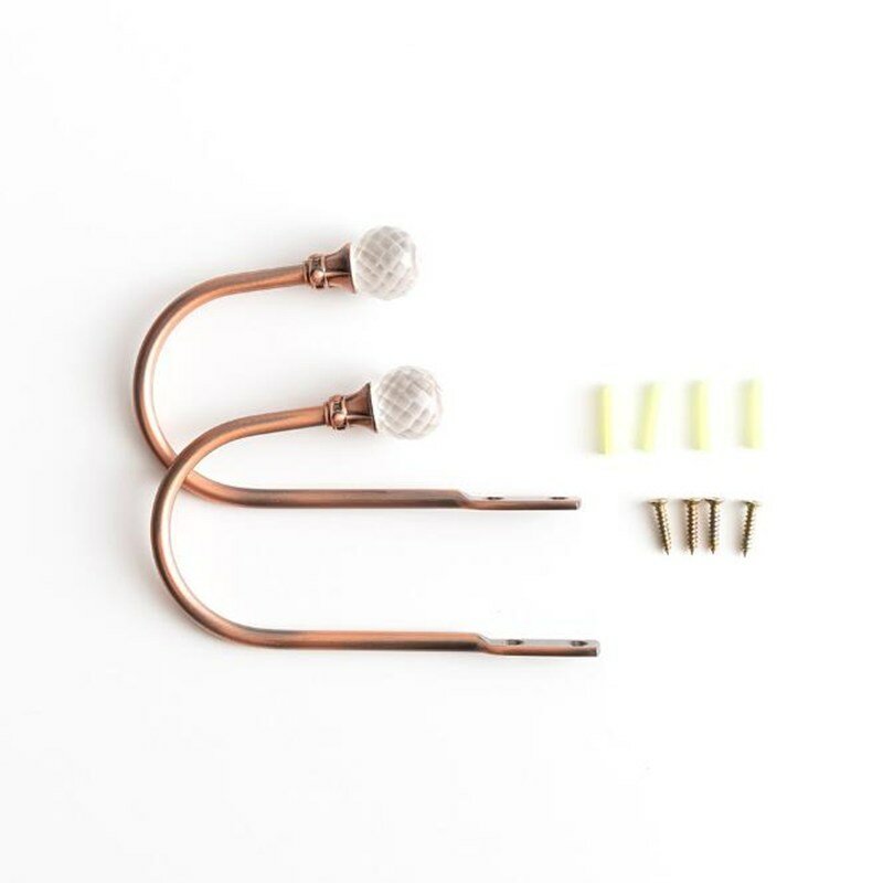 Curtain Holdbacks Crystal Gold Tieback Hooks Wall Mounted Drapery Decorative Holdback Holders for Drapes Metal Window