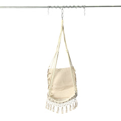 Tassel Hanging Chair Canvas Swing Hanging Chair Stable Indoor Outdoor Garden Travel Swing