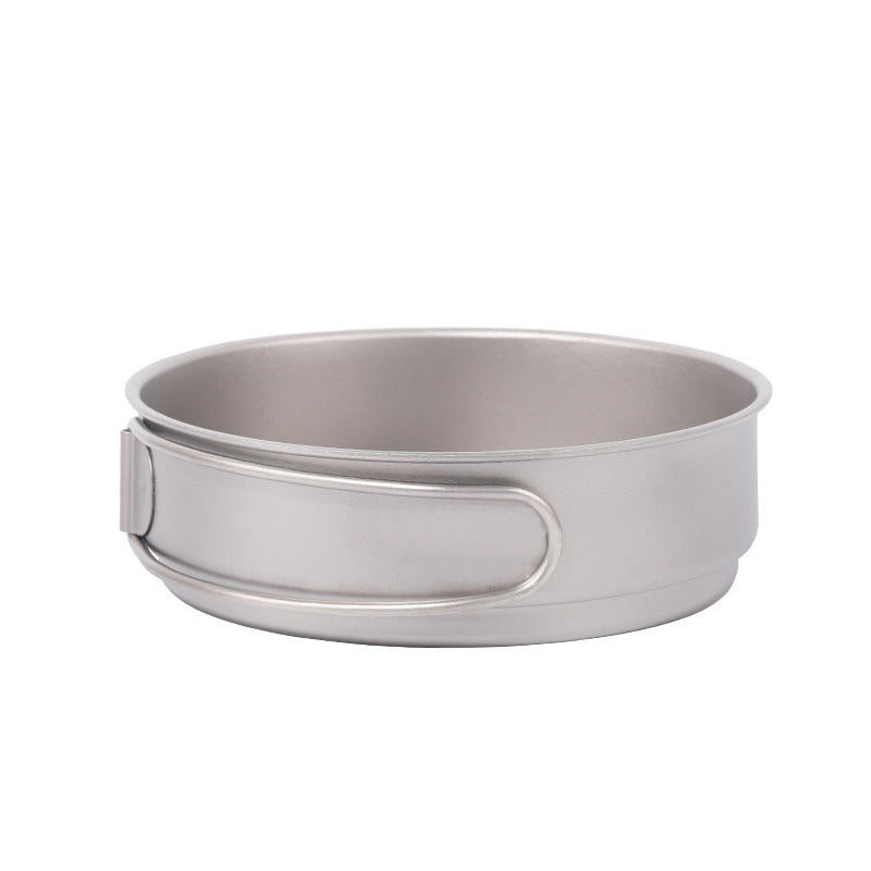350ml 1-2 People Titanium Frying Pot Pan Outdoor Portable Cookware Camping Picnic