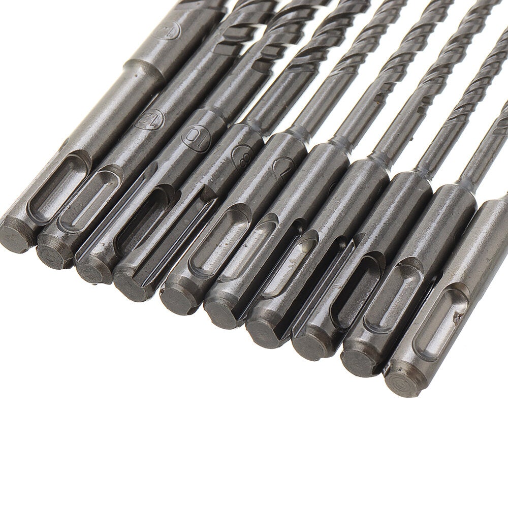 10Pcs 4-14mm Masonry Drill Bits Double SDS Plus Slot Electric Hammer Set 160mm Metal HSS For Drills Cutting