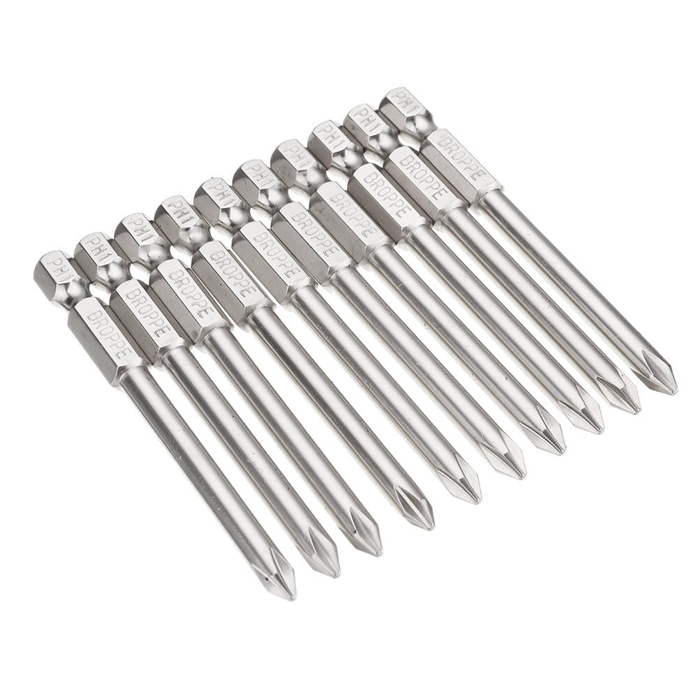 10pcs 75mm PH1 Screwdriver Bit 1/4" Hex Shank Magnetic Phillip Screwdriver Bits Set