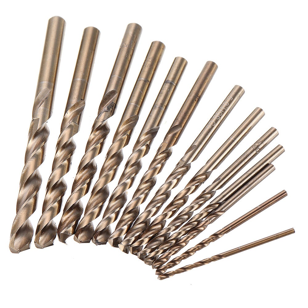 13Pcs M35 Cobalt Drill Bit Set 2-8mm HSS-Co Jobber Length Twist Drill Bits with Metal Case for Stainless Steel Wood Metal Drilling