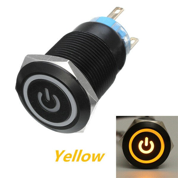 Silver 12mm LED Metal Push Button Latching Switch 4Pin Waterproof Push Button Switch