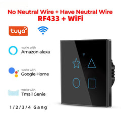 Smart Wall Light Switch LCD Touch Screen Tuya WiFi And 433Mhz Universal Remote Control Works With Alexa Google Home