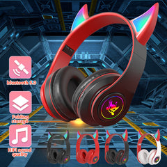 Cat Ear Wireless Gaming Headset Bluetooth 5.0 Headphones LED Light Support TF Card Play