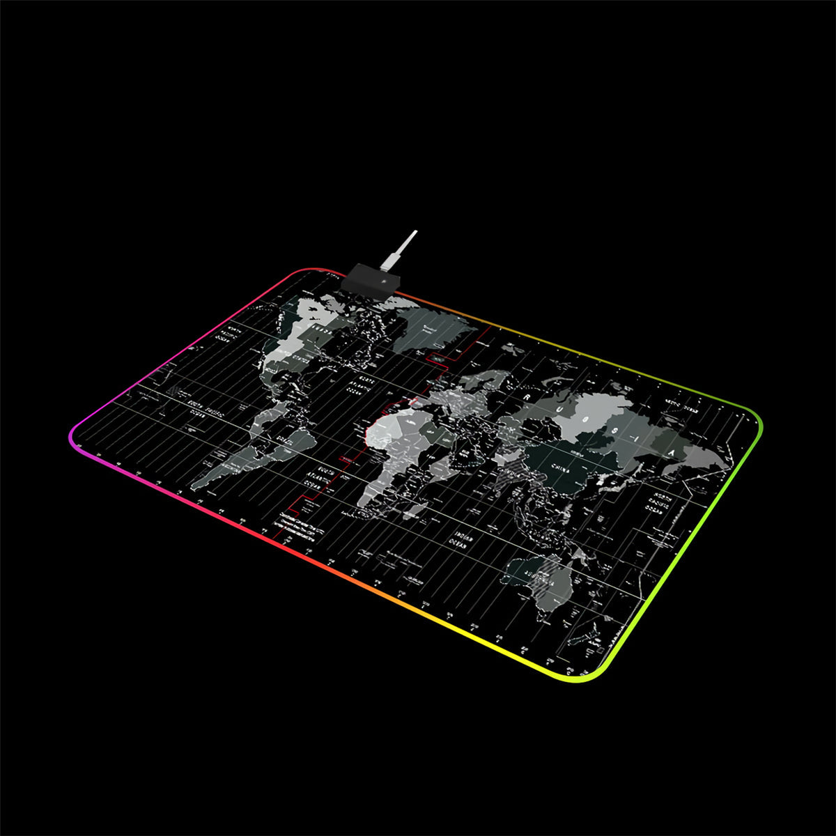 RGB Mouse Pad World Map Soft Rubber Anti-slip Gaming Keyboard Mouse Pad Desktop Protective Mat for Home Office