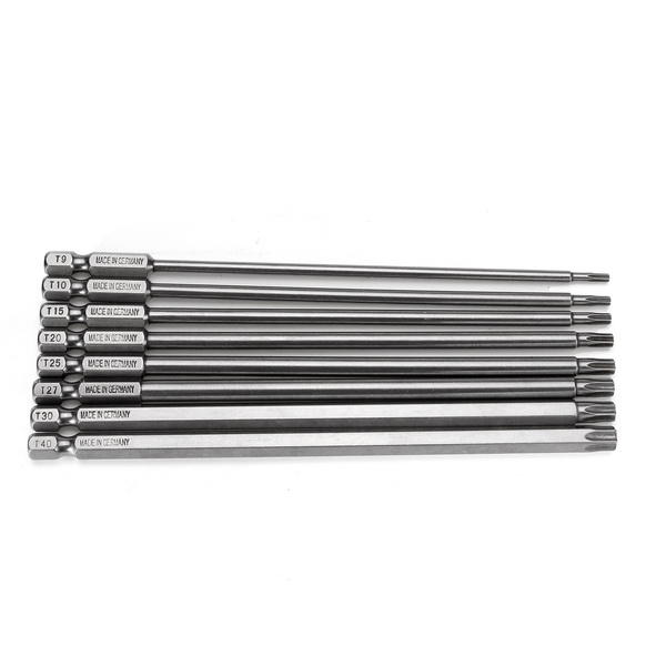 8pcs T9-T40 150mm Magnetic Torx Screwdriver Bits 1/4 Inch Hex Shank