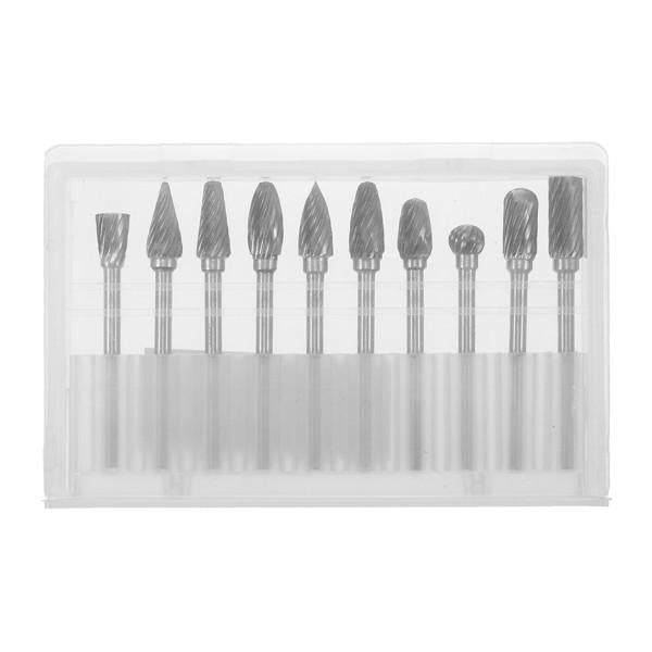 10pcs 3mm Shank Tungsten Steel Carbide Burr Set Single Line 6mm Head Rotary Drill Bit