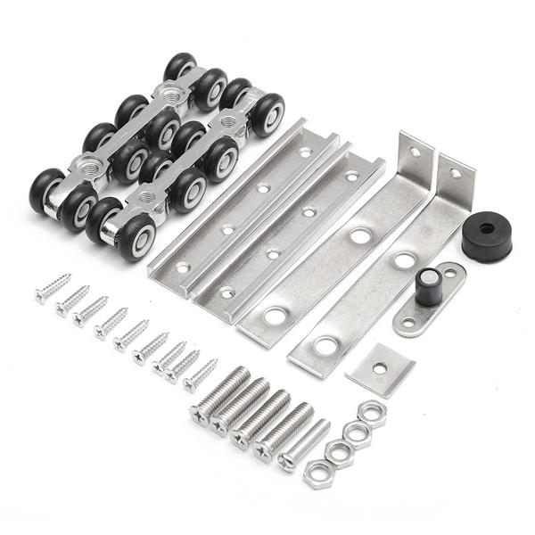 2pcs Stainless Steel Sliding Wooden Door Closet Track Pulley 8 Wheel