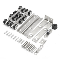 2pcs Stainless Steel Sliding Wooden Door Closet Track Pulley 8 Wheel