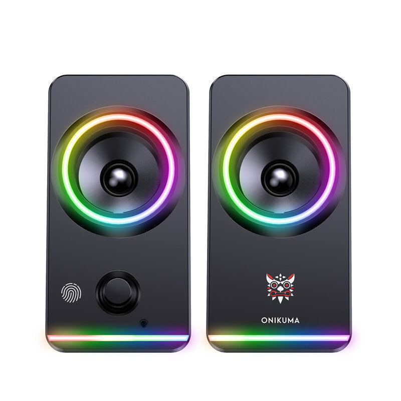 Gaming Speaker 2.0 Channel RGB Light Computer Speaker Stereo Bass Touch Control Gaming Wired USB/3.5mm Speaker