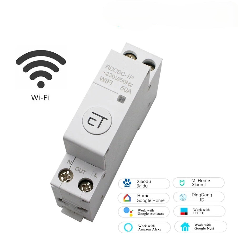 Din Rail WIFI Circuit Breaker Smart Timer Switch Relay Remote Control By EWeLink APP Smart Home Compatiable With Alexa Google
