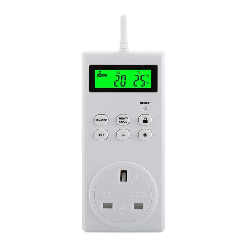 Wireless Temperature Controller Temperature Adjustable Backlit LED Display Switch Timer Socket Thermostat