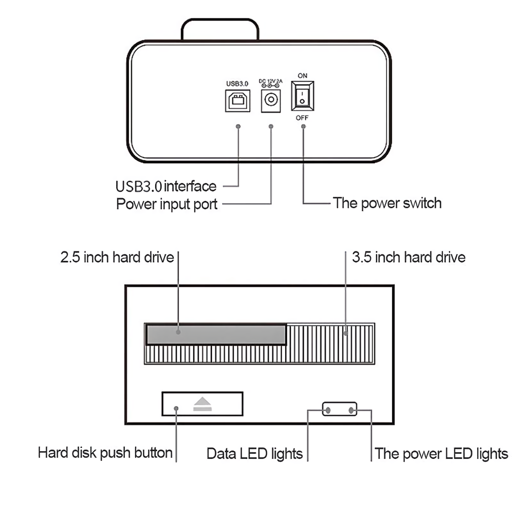 2.5'' 3.5'' SATA External Hard Drive Docking Station USB3.0 Mobile Hard Disk Box Base Hard Drive Dock SSD HDD Enclosure