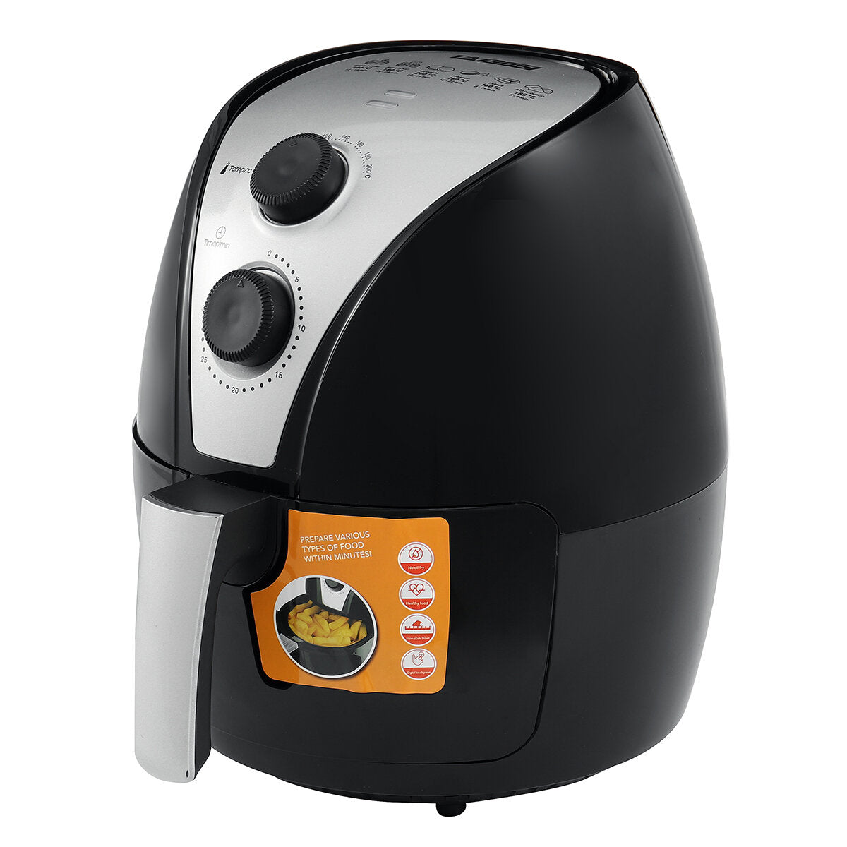 5L Air Fryer Rapid Healthy Cooker Oven Low Fat Oil Free 220-240V-Black
