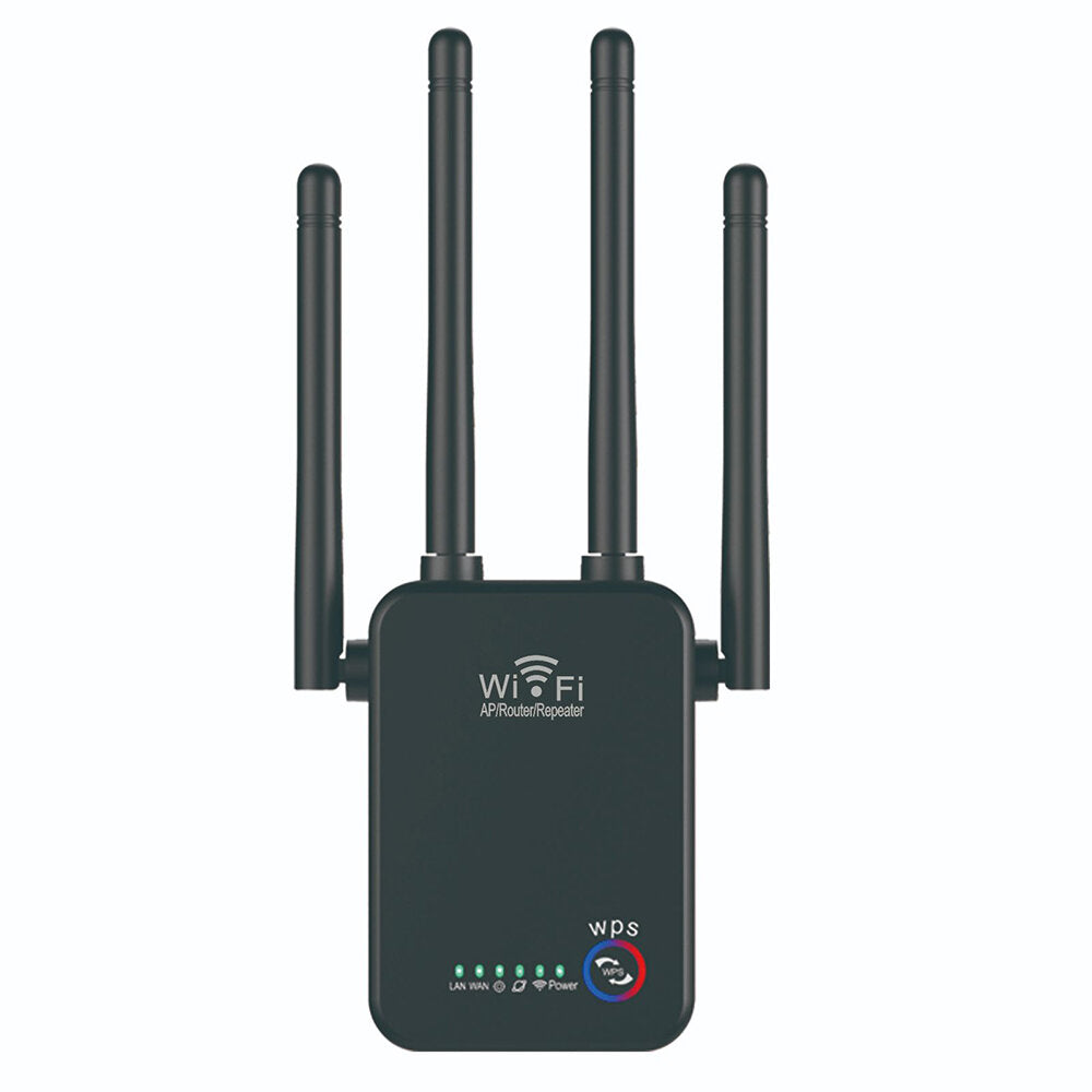 300M WiFi Repeater 2.4G 300Mbps Wireless Signal Booster Amplifier US/EU Plug Support WPS Router/AP/Repeater Mode with 4 External Antennas