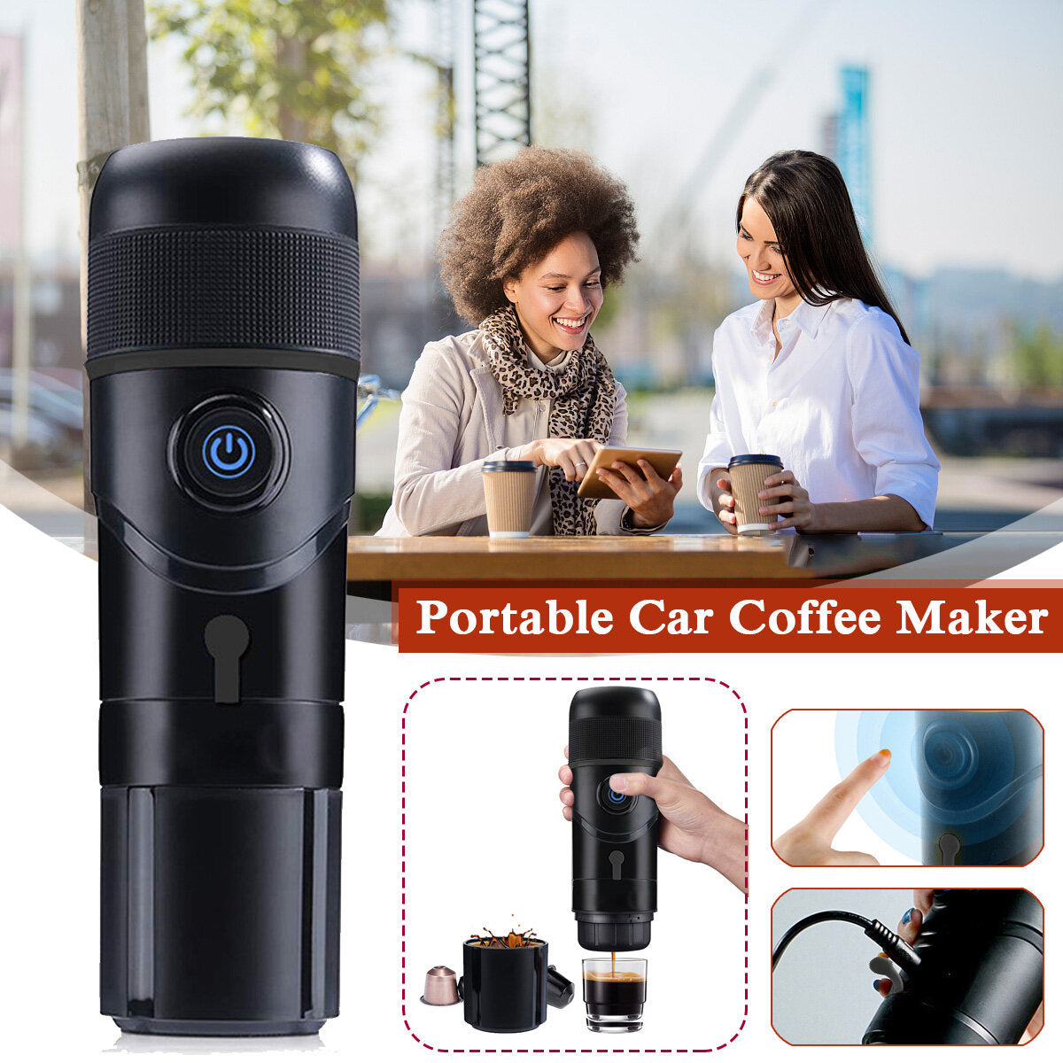 Car Capsule Coffee Machine Electric Large Capacity Outdoor Portable Travel Home Coffee Machine,80W 60ml