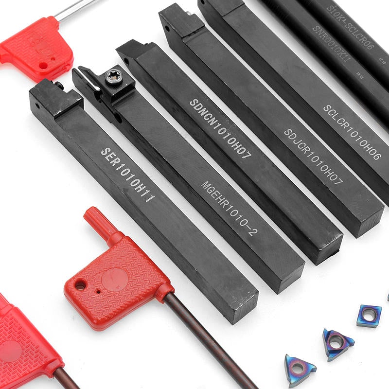 7pcs 12mm Shank Lathe Boring Bar Turning Tool Holder Set With Blue Nano Carbide Inserts