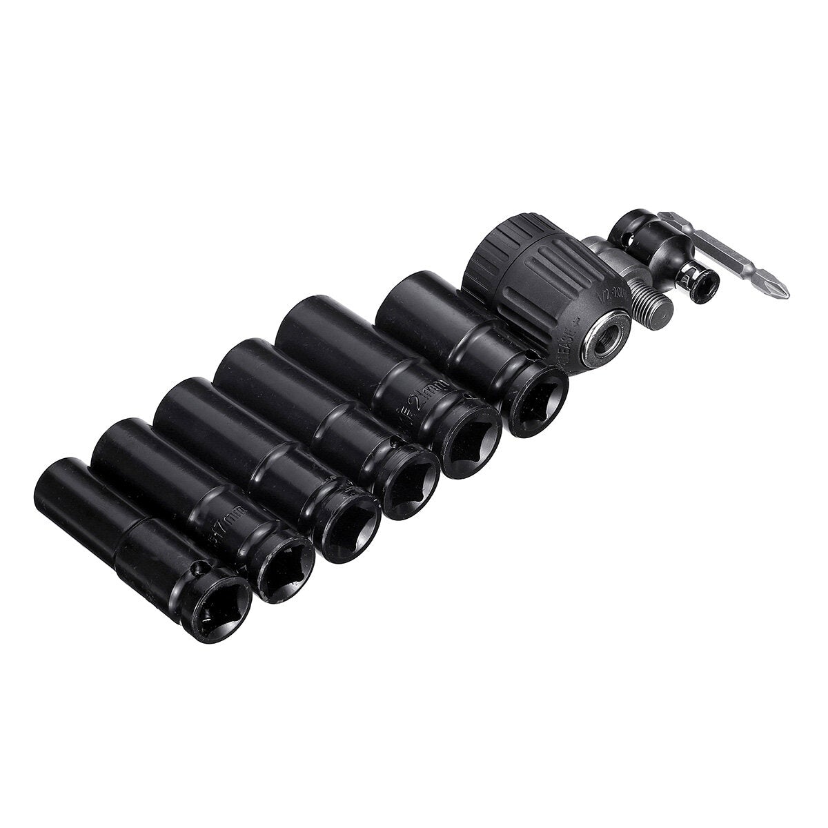 10pcs Electric Impact Socket Wrench Set 1/2 Inch Square Drive Metric Drill Chuck Adapter