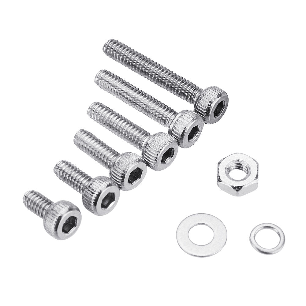 600Pcs M2 304 Stainless Steel Hex Socket CapButtonFlat Head Screw Washer Nut Kit