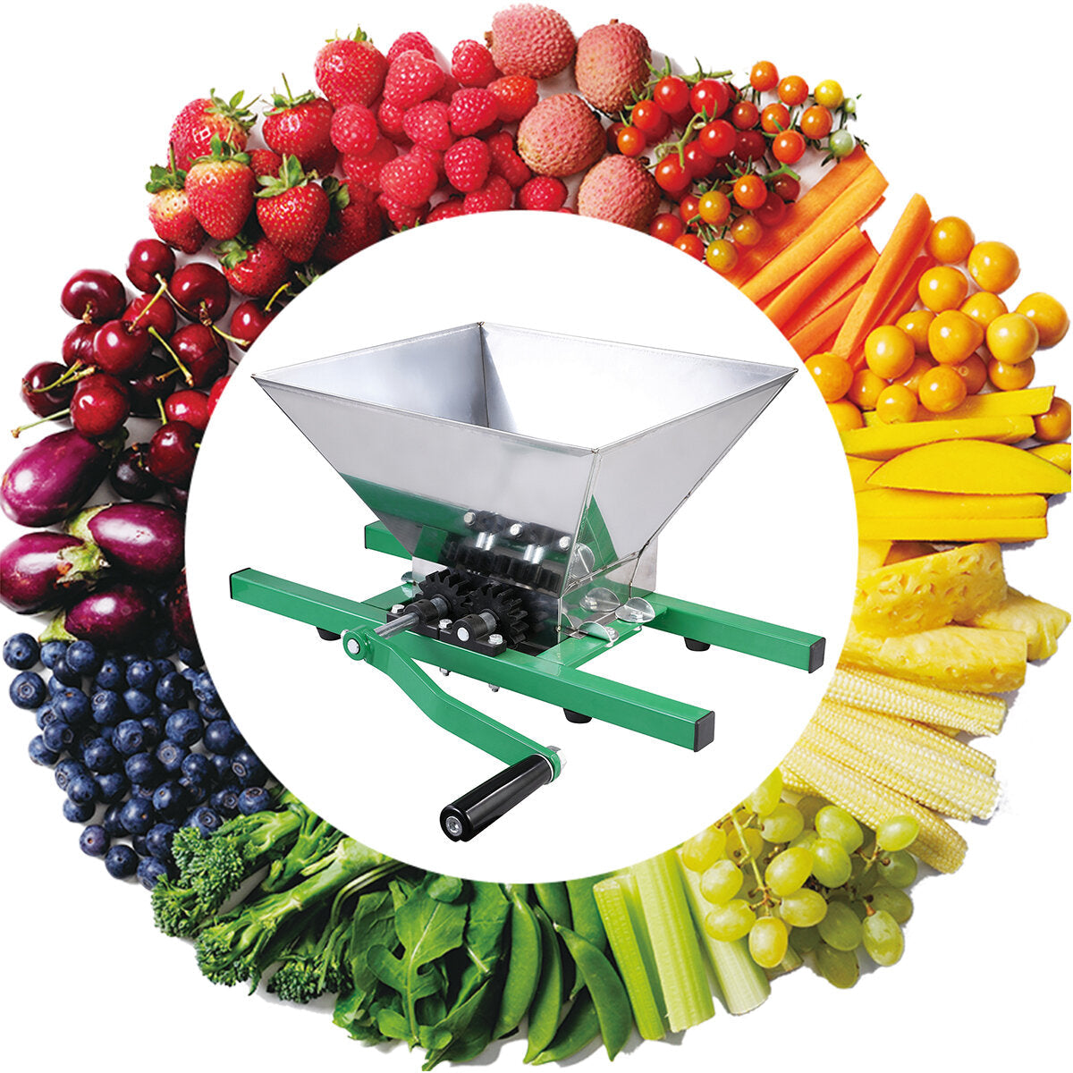 7L Manual Fruit Crusher Steel Fruit and Apple Scratter Pulper for Cider Alcohol Shredder