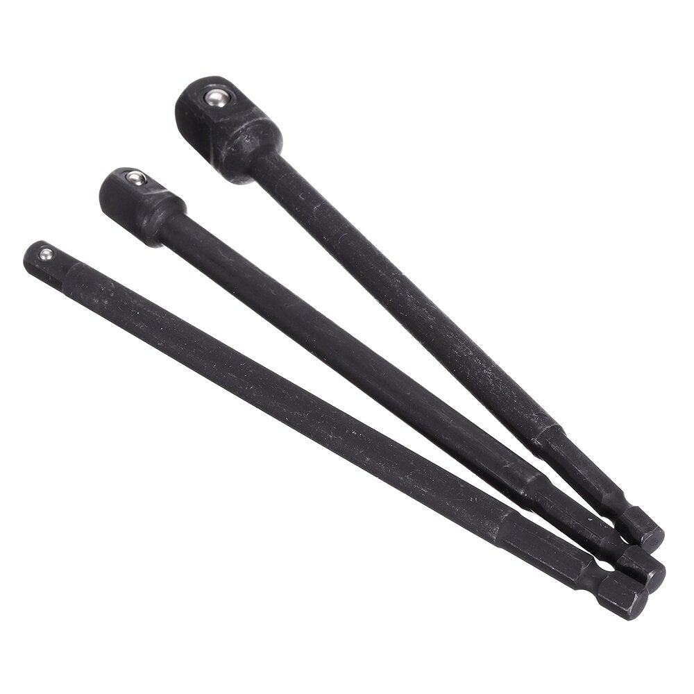 3pcs 1/4 Inch Shank 150mm Socket Adapter Extension Socket Impact Driver Adapter