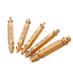 5pcs Double Side Damaged Screw Bolt Extractor Drill Bits Gold Oxide Edition Stripped Screw Removers