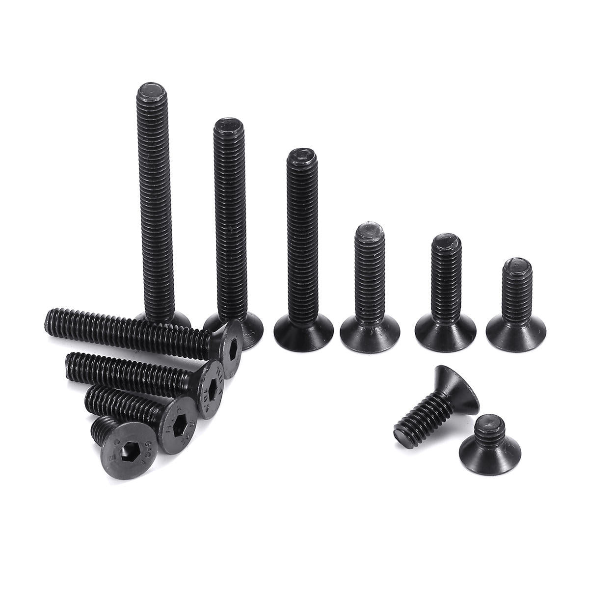 M4CH3 180Pcs M4 Hex Socket Flat Head Screw 10.9 Grade Carbon Steel 6-40mm Bolt Assortment