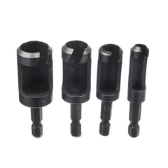 4pcs 6/10/13/16mm Hex Shank Woodworking Tenon Plug Hole Cutter Drill Bit Set