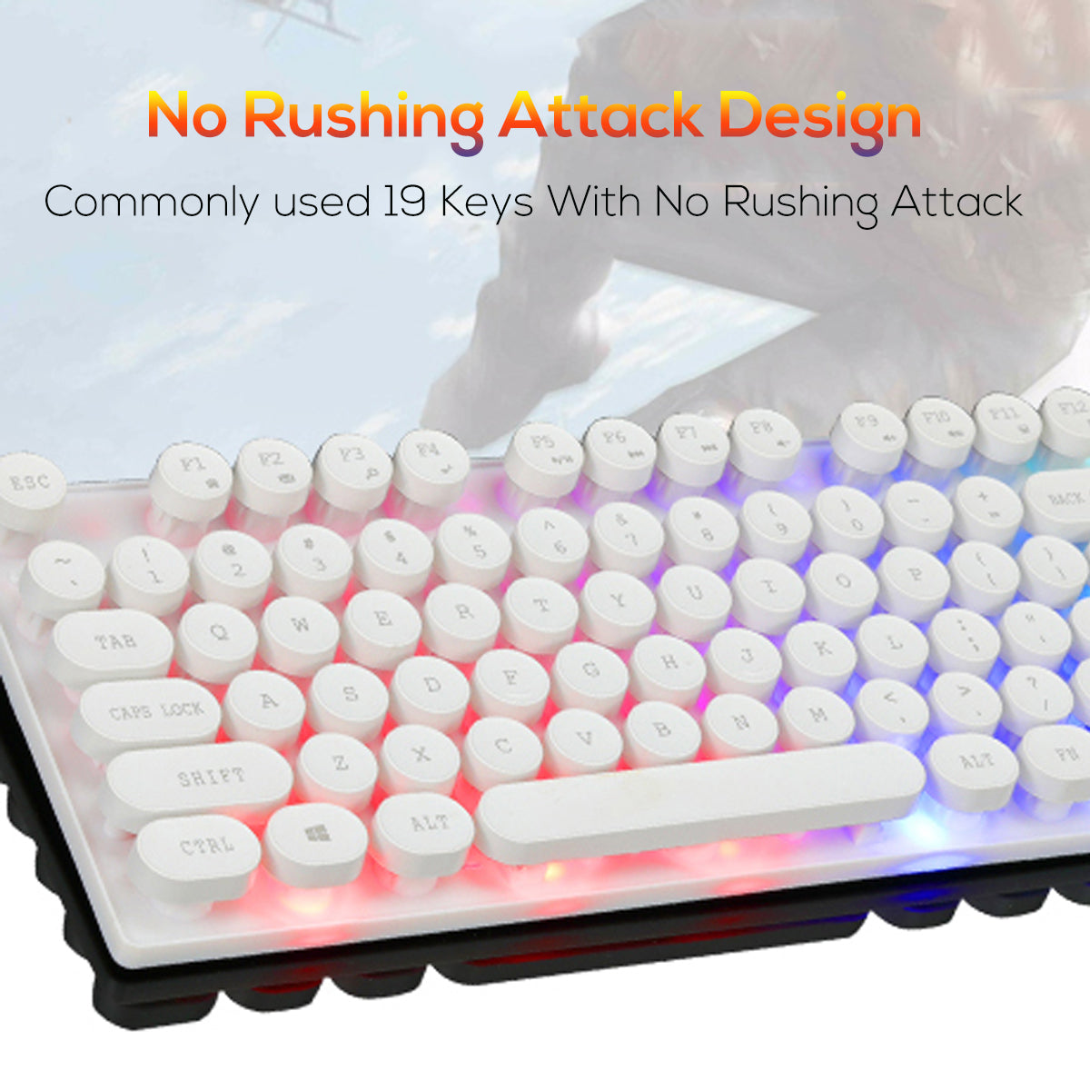 104 Keys Circular KeyCap Backlit Gaming Keyboard and Mouse Combo
