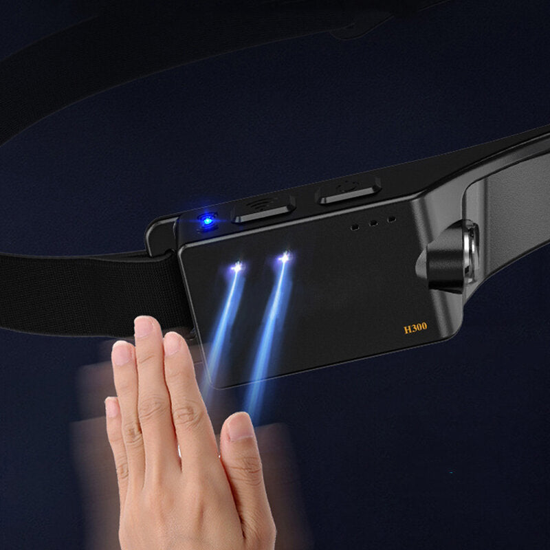 COB Head Lamp 6 Modes USB Rechargeable Brightness Sensable Double Light Waterproof Lightweight Outdoor Headlamp