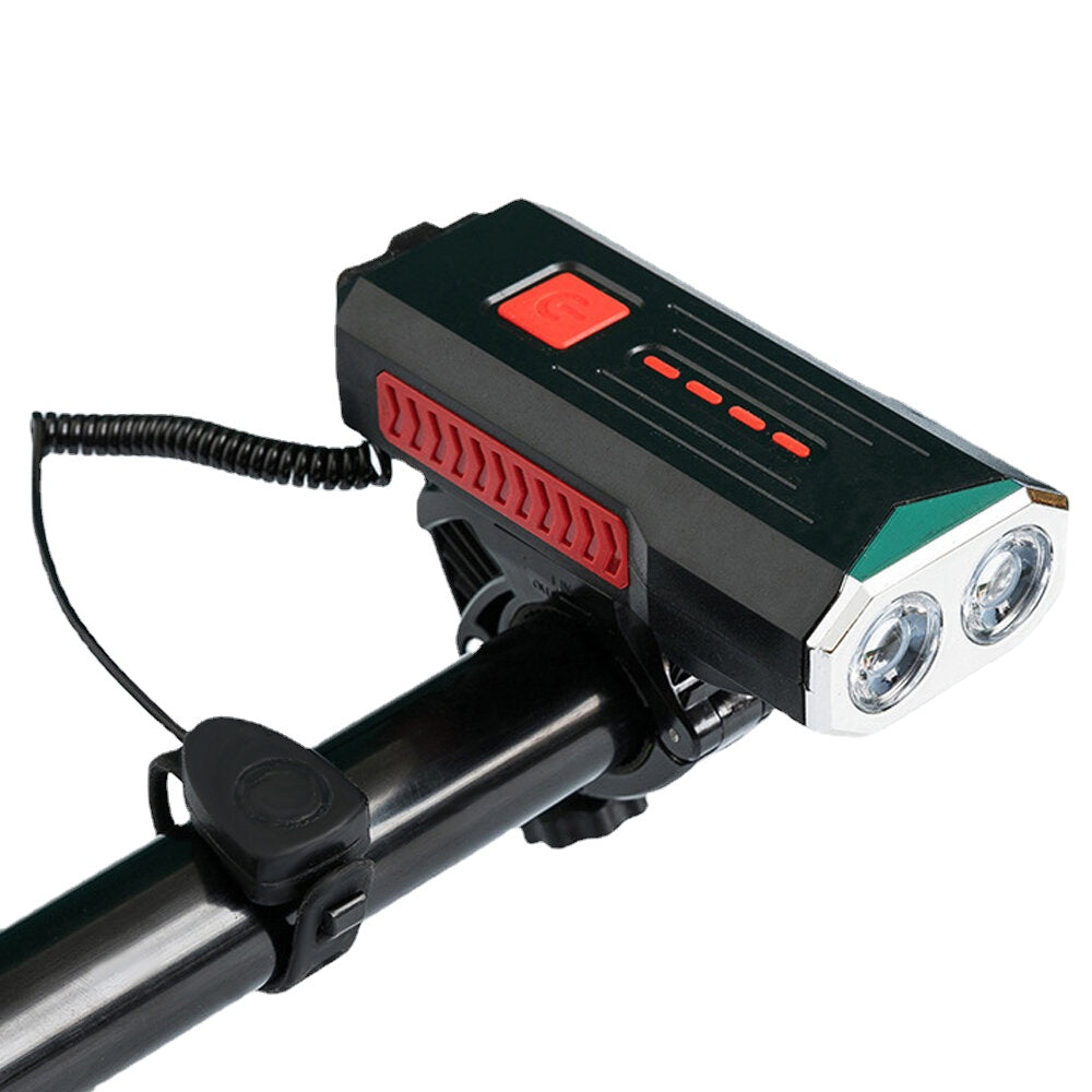 Bicycle Headlight Super Bright 3 Modes USB Rechargeable Bike Front Light with 120dB Horn Bell Power Bank