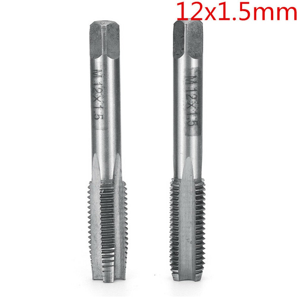 2pcs M12-M20 1.5mm Pitch High Speed HSS Right Hand Straight Fine Screw Tap Metric Tool