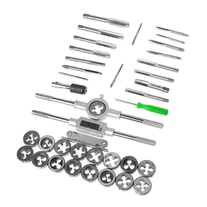 40Pcs Tap Die Set Hand Thread Plug Taps Threading Tool Screw Wrench Dies Kit With Storage Case