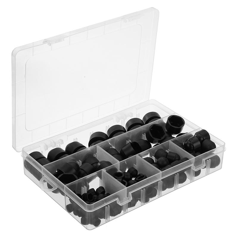 M4/M5/M6/M8/M10/M12 Black Nut Bolt Cover Hexagonal Bolt Cap Rubber Cap 145Pcs