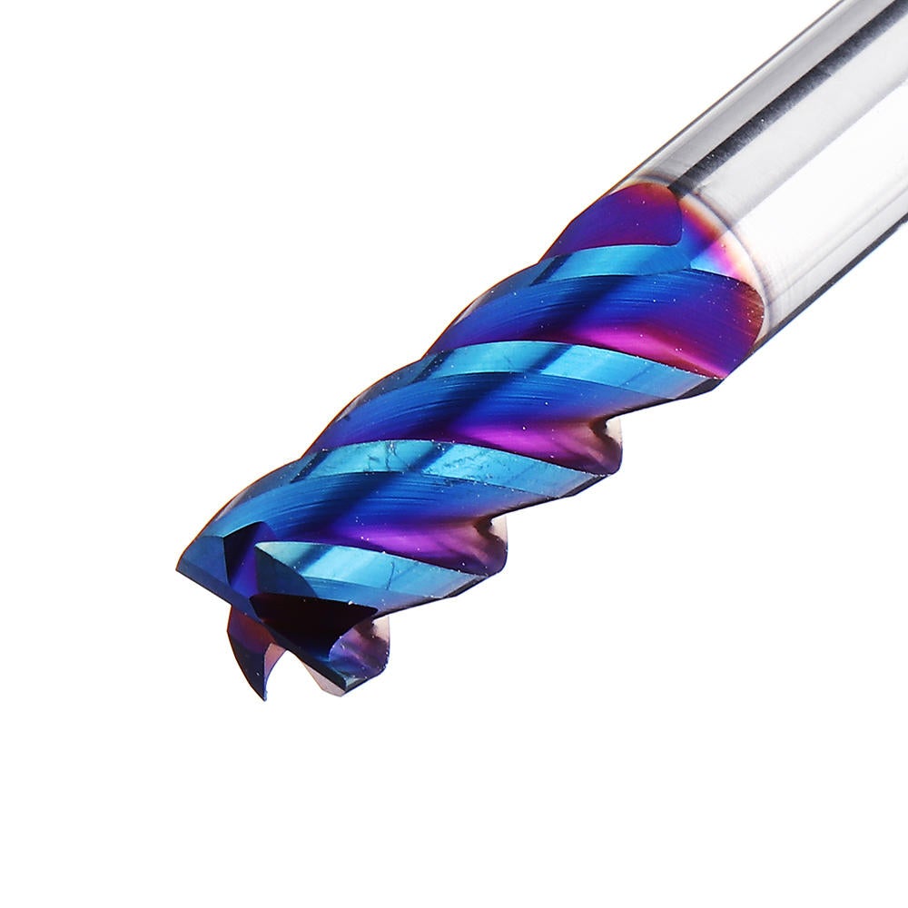HRC60 5/6/8mm 4 Flutes Blue NACO Coated Tungsten Carbide Milling Cutter CNC Tool