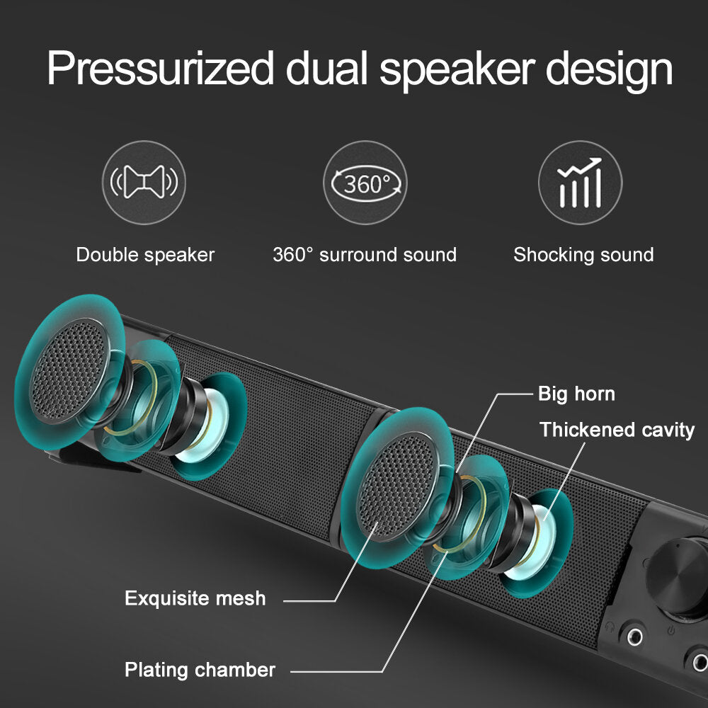 Stereo Surround Music 3.5mm Smart Speaker Column Soundbar for Computer PC Home Notebook TV Loudspeakers