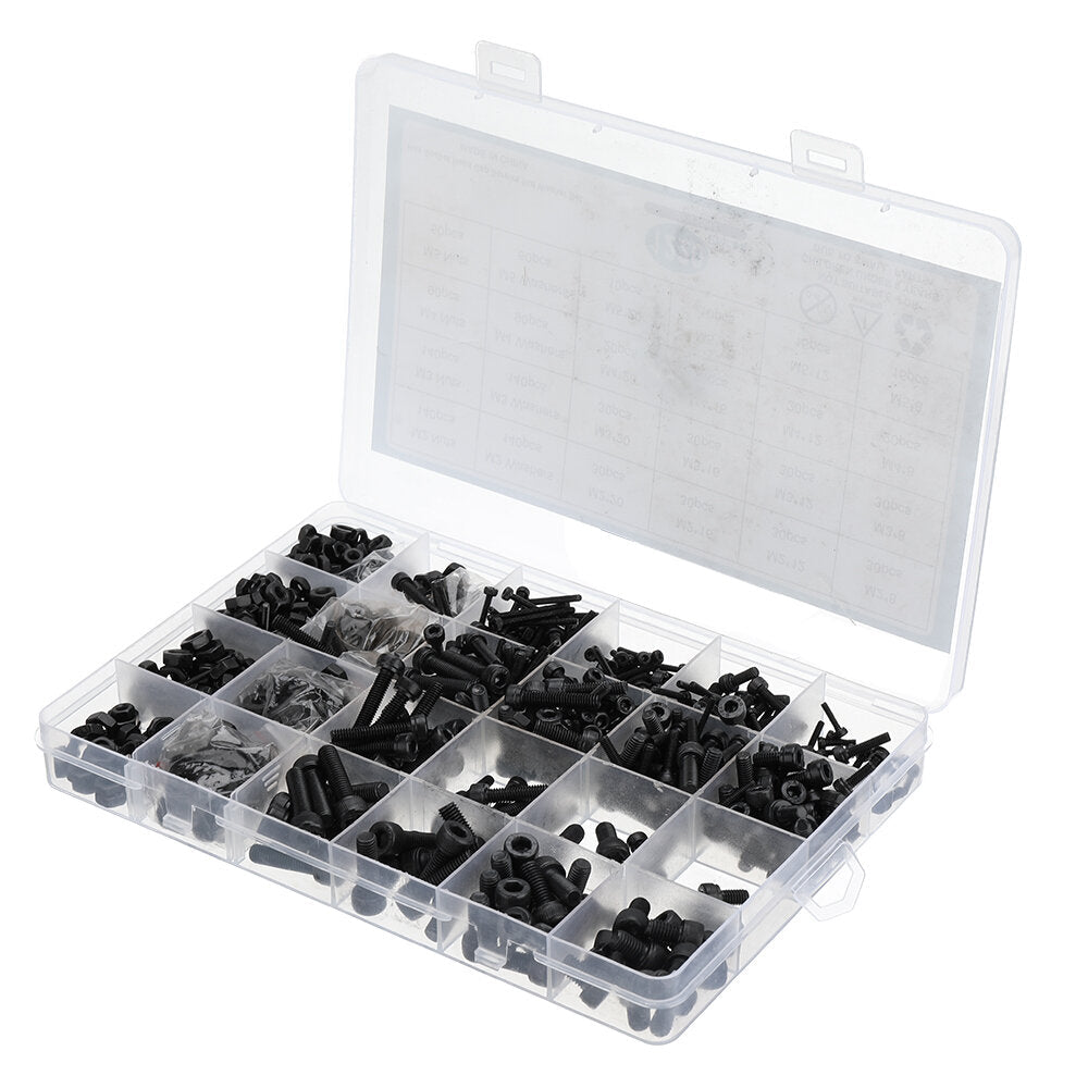 1220Pcs Alloy Steel 12.9 Grade Hex Socket Cap Head Screws Nut Washer Set Assortment Kit M2 M3 M4 M5