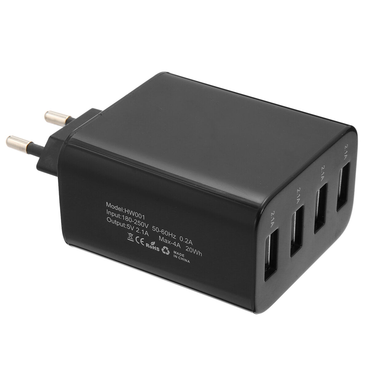 2500W 3-Way Power Strip USB Charger with 3*AC 220V-250V Outlet / 4*USB 2.1A Output EU Plug Detachable USB Charger
