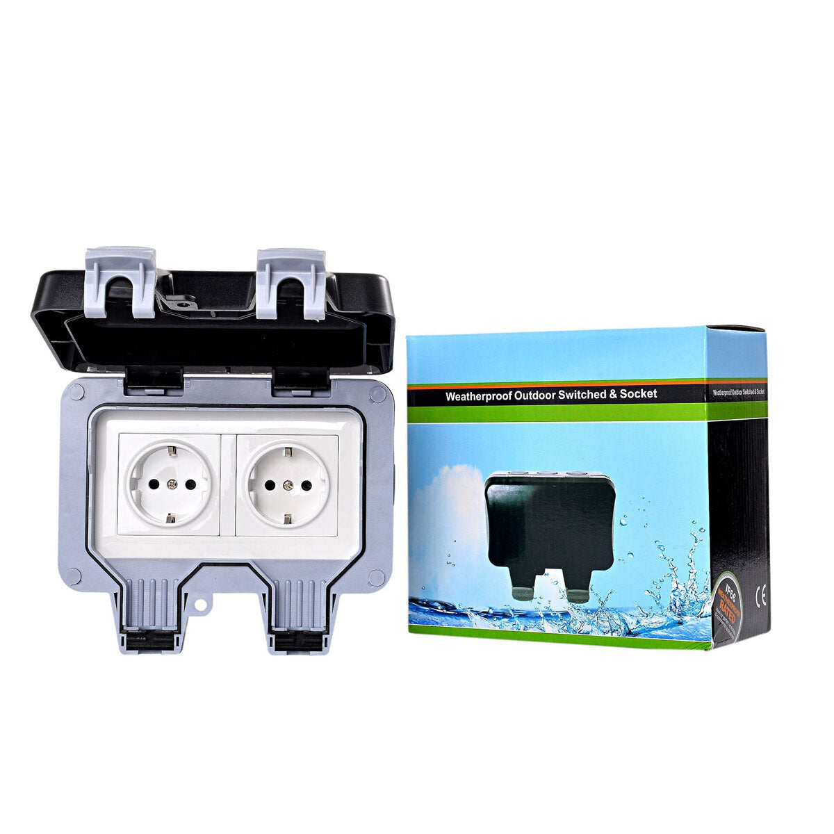 Outdoor Wall Single Double Socket Waterproof Box Dustproof Plug Socket Box 250V