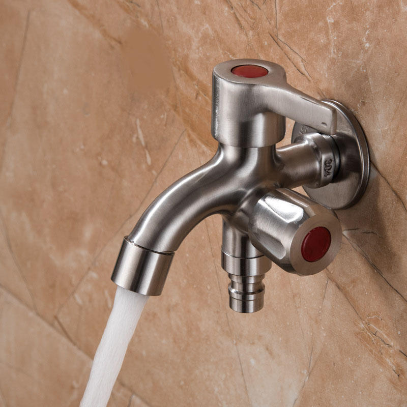 Multifunctional Sink Stainless Steel Brushed Double Tube Drawing Drainer Water Faucet