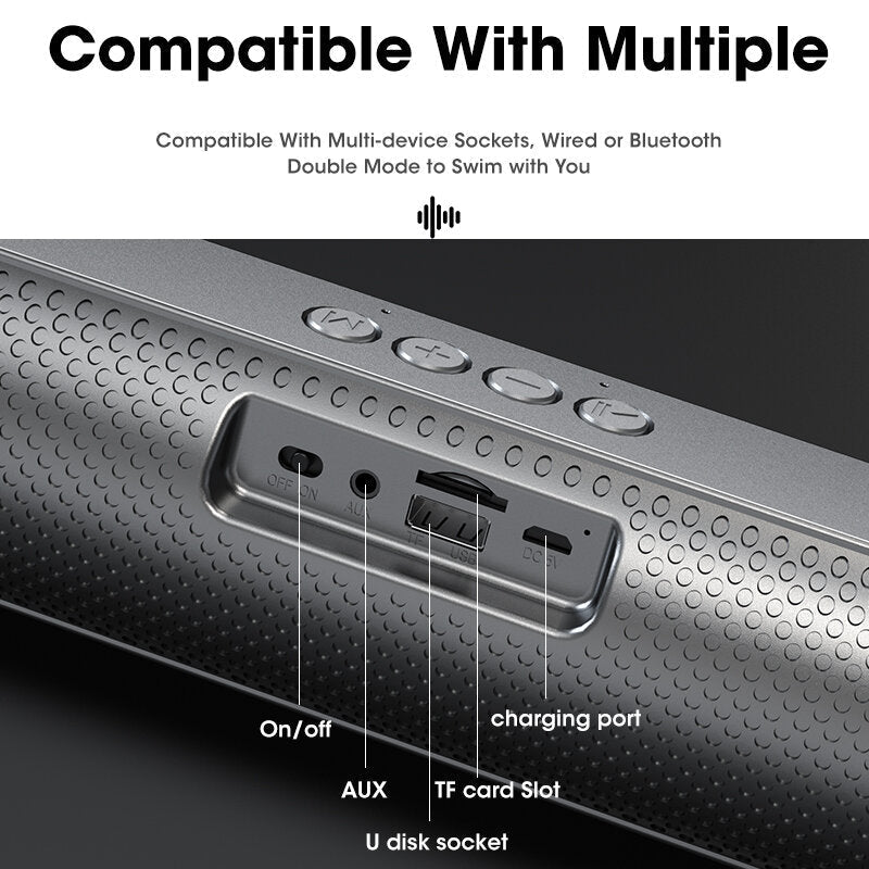 Colorful Light Soundbar Wireless Bluetooth 5.0 Double Trumpet 360Surround Sound MP3 U Disk SD Card Music Player