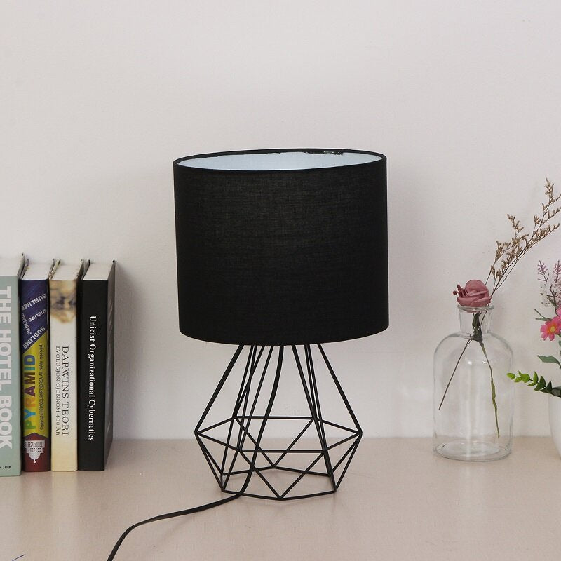 Hollowed Out Modern Living-room Bedroom Bedside Table Lamp Desk Lamp With Shade