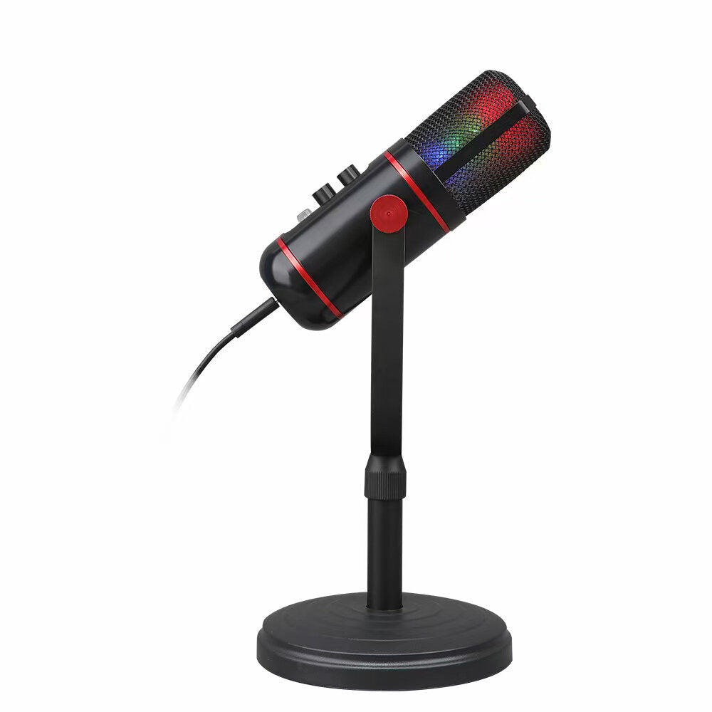 USB Microphone with RGB Breathing Light Capacitive for Live Streaming Recording Studio